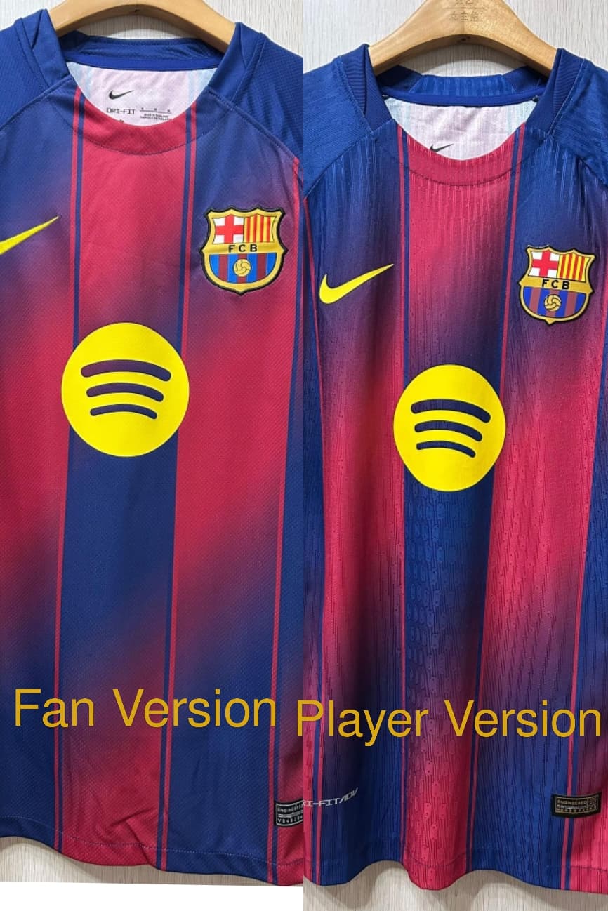 Full jersey comparison showing fan version and player version fit
